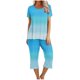 thumbnail image 1 of Pijamas de Verano para Mujeres, Suelto Impreso Manga Corta Superior Y Pantalones Recortados, Cuello Redondo Casual, 1 of 6