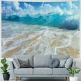 thumbnail image 4 of Nawypu  Wave Tapestry, Beach Foamy Waves on Empty Sea Shore Holiday Theme Serene Coastal, Fabric Wall Hanging Decor for Bedroom Living Room Dorm, Sand Blue, 4 of 6