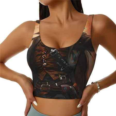 Matuu Steampunk Cowboy Cat for Women s Sports Bra - Soft  Comfortable and Breathable Sports Vest for Yoga  Fitness  and Dance-XX-Large