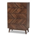 thumbnail image 1 of Baxton Studio Hartman Coffre de Rangement en Bois Fini Noyer Brun à 5 Tiroirs, 1 of 10
