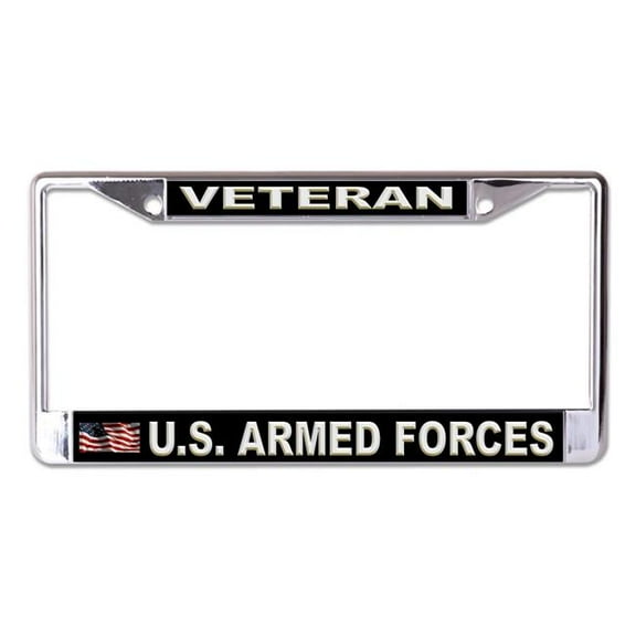 U.S. Armed Forces Veteran Chrome License Plate Frame