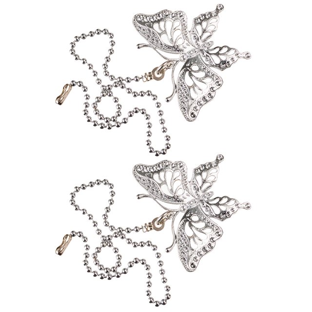 KAKOWELY 2pcs 12 Inches Light Switch Chain Extension Butterflies Pendant Pull Chains,2.44"X1.89"X12.2"