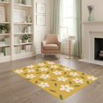 thumbnail image 2 of ODIKA 4'x6' Washable Area Rug Yellow White Blossom Delight Accents Elegant Floral Leafy Touches for Dorm Room, Small Living Stain Resistant Low Profile, Easy Care, 2 of 7