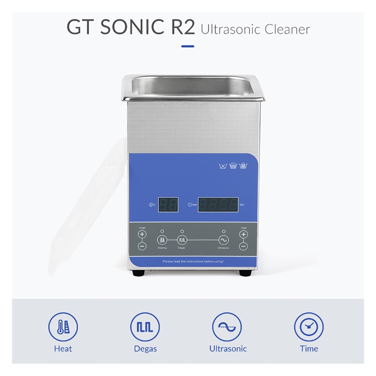 Ultrasonic Cleaner 2L 50W With Digital Display Heating Basket Ultrasonic Bath Cleaning Tool ,Strong Cleaning