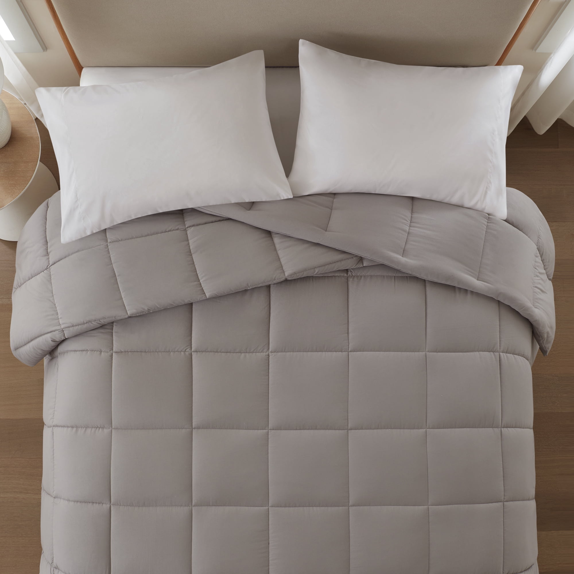 Mainstays Full/Queen Comforter, Down Alternative, All-Season, Stone