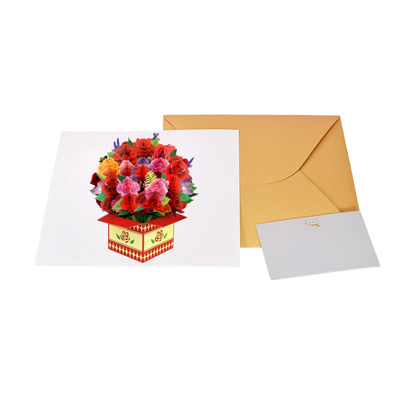 Yannianjz 4Pcs Mother's Day Greeting Card, 3D Poping-up Flower Arrangement Display Stand, Three-dimensional Bouquet Card for Birthdays, Anniversaries, Weddings