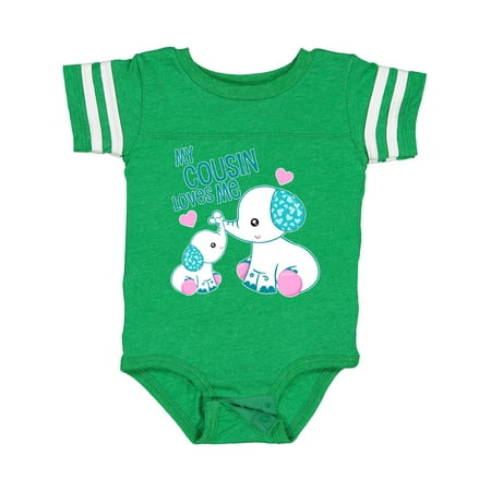 

Inktastic My Cousin Loves Me-cute Elephants Gift Baby Boy or Baby Girl Bodysuit