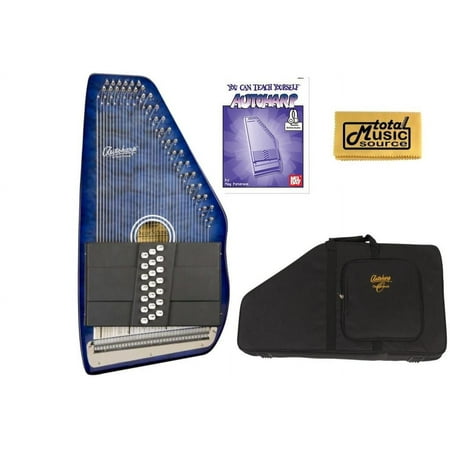 Oscar Schmidt 21 Chord Autoharp, Quilted Maple Top, Trans Blue, OS21CQTBL w/Soft Case, OS21CQTBL AC448PACK