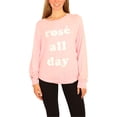 thumbnail image 1 of Dream Scene Womens Cotton Rose All Day Sweatshirt, Pink, Medium, 1 of 4