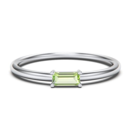 East-West Stackable Baguette Birthstone Ring - Peridot (August)