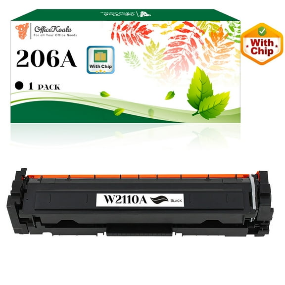 Compatible HP 206A Black Toner Cartridges(with Chip), 1350 Pages Yield (Replacement for OEM Part W2110A)