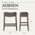 thumbnail image 5 of Maven Lane Adrien Counter Stool, Reclaimed Oak, Ronan Stone Vegan Leather, Set of 2, 5 of 6