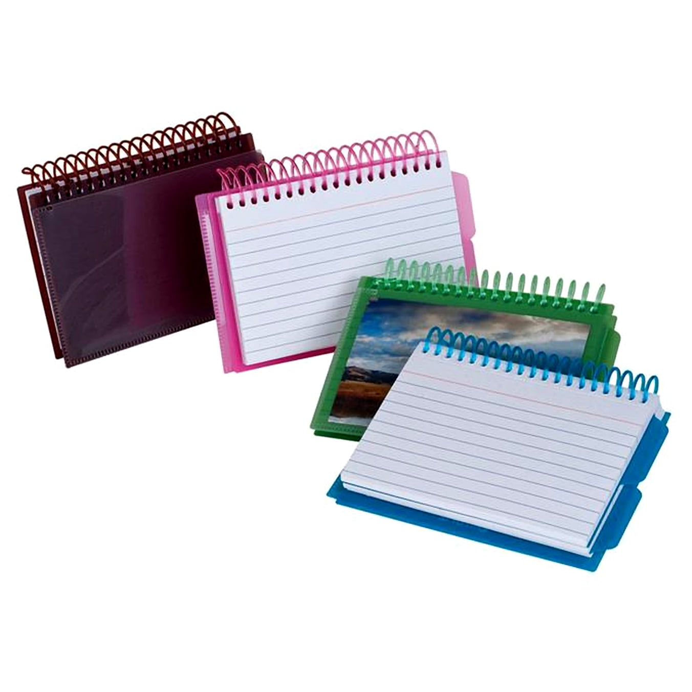Oxford View Front Spiral Index Cards 3" x 5" Poly Cover, Pack of 6