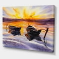 thumbnail image 3 of Designart ' Two Small Boats Parking On The Shore and Sunset ' Lake House Canvas Wall Art Print, 3 of 4