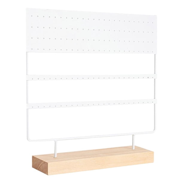Soporte para pendientes, estante para joyas con uso de madera blanco