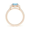 thumbnail image 2 of Angara Natural 1.6 Ct. Aquamarine with Diamond Halo Ring in 14K Rose Gold for Women (Ring Size: 11.5), 2 of 9
