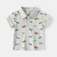 thumbnail image 2 of Tisuna Toddler Boys Summer T Shirt Kids Cartoon Car Print Short Sleeve Lapel Collar Top Lightweight Casual Summer Beach School Party Outfit Grey Size 6-7 Years, 2 of 8