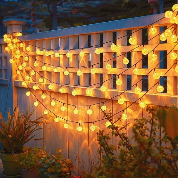 Solar Outdoor String Lights, 20 LED Warm White Ball Lights with 8 Modes, IPX4 Waterproof Solar Powered Fairy Lights for Garden Patio Wedding Party Decor, 3M Length