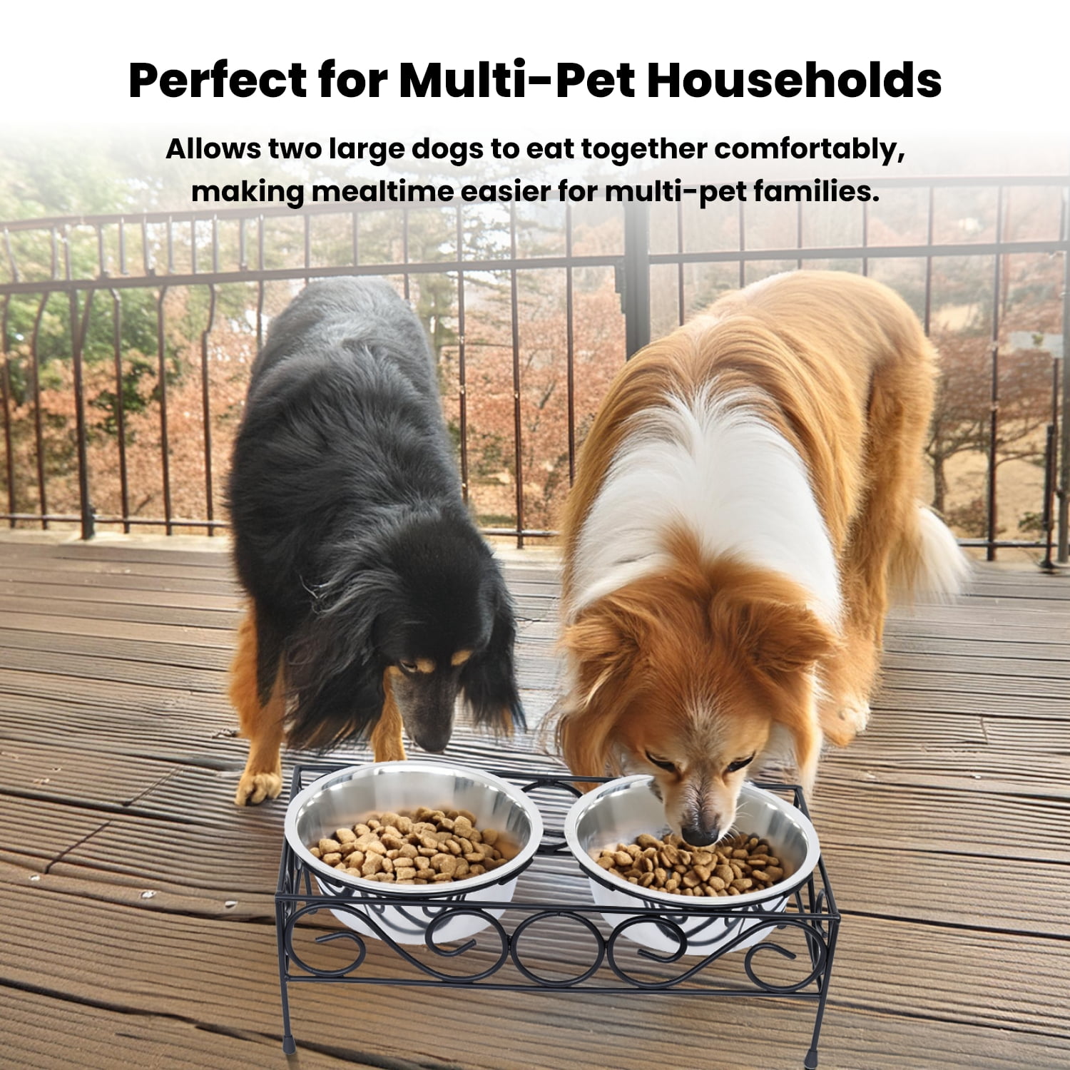 Iconic Pet Elevated wired pet double diner - Large- 64 Oz