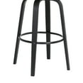thumbnail image 4 of Willow 30" Swivel Black Wood Bar Stool in Gray Faux Leather with Black Metal, 4 of 10