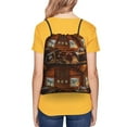 thumbnail image 5 of Wukai Log Cabin Inside Waterproof Drawstring Backpack with Zipper Pocket,Large Foldable Gym Bag for Women and Men, Perfect for Sports, Yoga, and Travel, 5 of 8