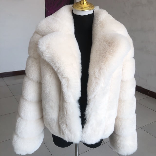 Chaqueta de piel sintética para mujer, abrigo cálido de piel sintética con cuello de traje Popular, estilo de piel de zorro, esponjoso, invierno, 2022