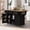 Black, variant on Kitchen Island Cart with Drop-Leaf Countertop, Rolling Storage Cart with 3 Storage Drawers & Adjustable Shelves, Modern Buffet Cabinet with Spice Rack and Towel Rack for Dinning Room, Black