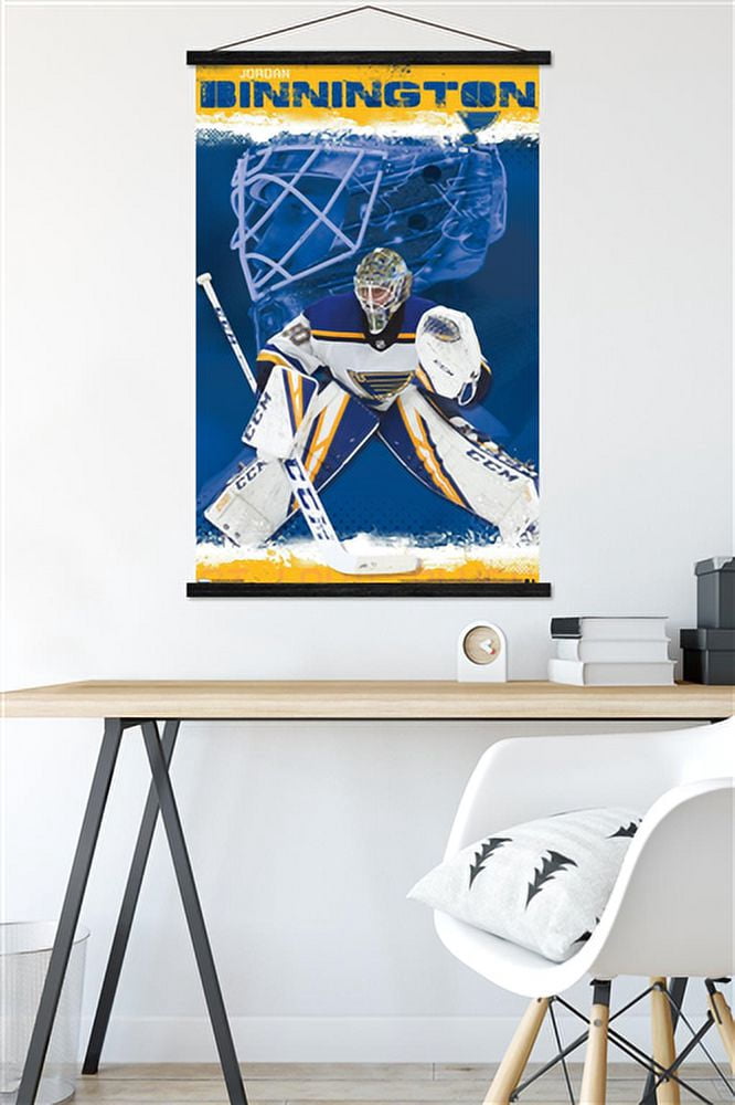 NHL St. Louis Blues - Jordan Binnington 19 Wall Poster with Magnetic Frame, 22.375" x 34"