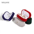 thumbnail image 4 of Wedding Ring Packaging Box Ear Studs Holder Velvet Engagement Couple Ring Box Valentine Gift Double Rings Storage Display Case Red, 4 of 6
