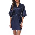 thumbnail image 4 of Solid Color Short Kimono Satin Bathrobe Silky Bride and Bridesmaid Robe, 4 of 8