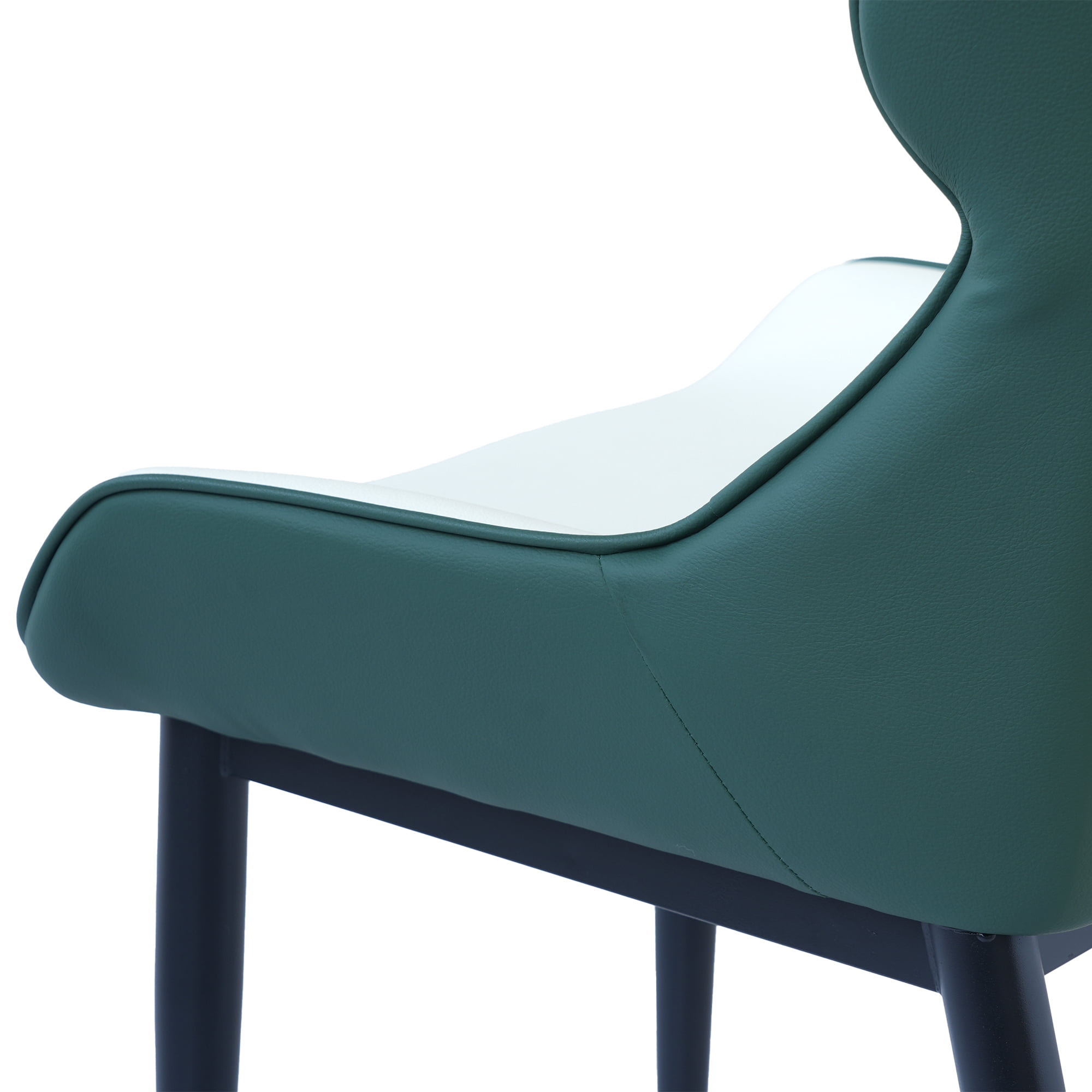 bokifol Modern Dining Chairs Set of 2, Mid-Century Upholstered PU Leather Chairs,Dark Brown,Vintage Green