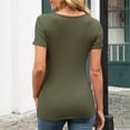 thumbnail image 3 of Camiseta de manga corta suelta con cuello en V de encaje sólido a la moda para mujer Pompotops  hkajfhjk471020, 3 of 8
