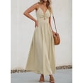 thumbnail image 2 of Vestido largo CUPSHE con cuello en V sin mangas retorcido para verano, beige, 2 of 7