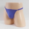 thumbnail image 3 of Arnsht Men's Sexy Erotic Thongs Low Rise Bulge Pouch T-Back Underwear Breathable Purple Free Size, 3 of 5