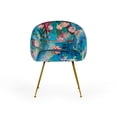 thumbnail image 2 of Benjara 25" Dining Chair- Floral Design- Gold Legs- Blue Velvet Upholstery, 2 of 6