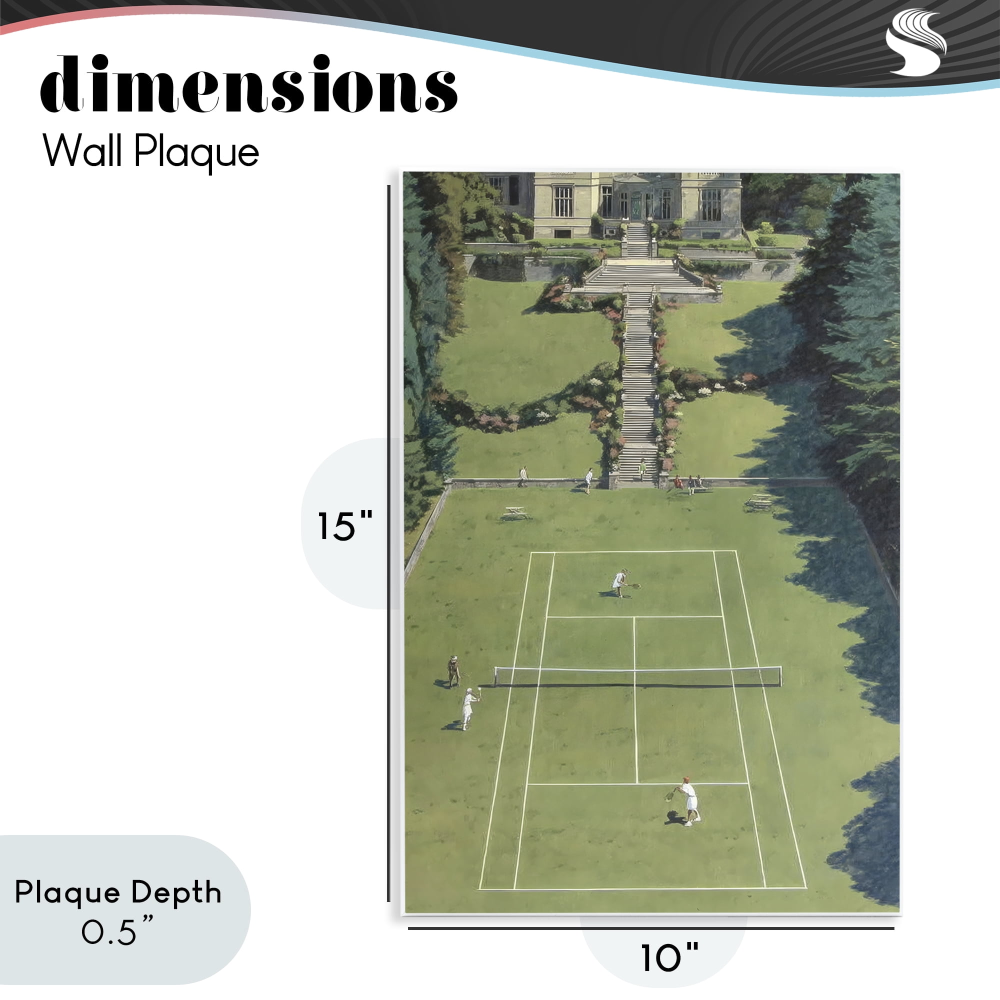 Stupell Industries Tennis Court at Mansion Wall Plaque Art, design by Petal Prints Design