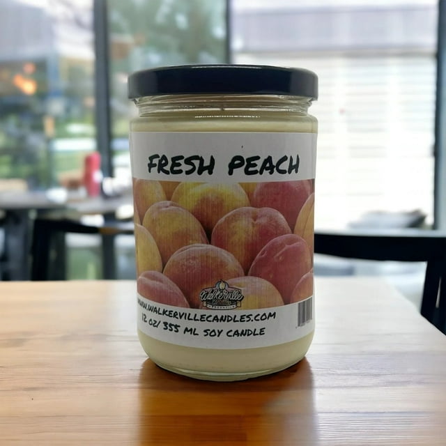 Fresh Peach Vegan Coconut Soy 12 oz/ 355 ml Candle Hand-poured, Eco-friendly, Clean Burning, Fruity