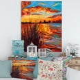 thumbnail image 2 of Designart ' The Lake At Sunset Evening Glow I ' Nautical & Coastal Canvas Wall Art Print, 2 of 4
