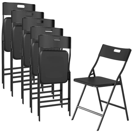 Topcobe 6Pcs Folding Chairs Outdoor Chairs Lawn Chairs for Camping Dining Room Chairs Set of 6 Black
