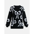 thumbnail image 5 of 99 Jane Street Women's and Women's Plus Bow Print Pullover Sweater, Midweight, Sizes XS-4X, 5 of 5