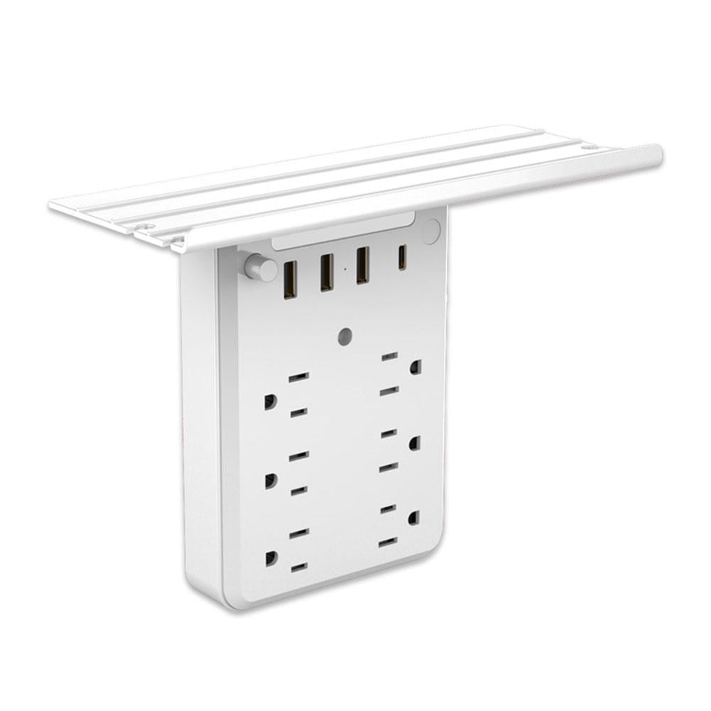 SharkTRUE Wall Outlet Extender with Shelf,Wall Outlet Extender Multiple Plug with Detachable Shelf for Home Dorm, Port, USB Ports and TypeC