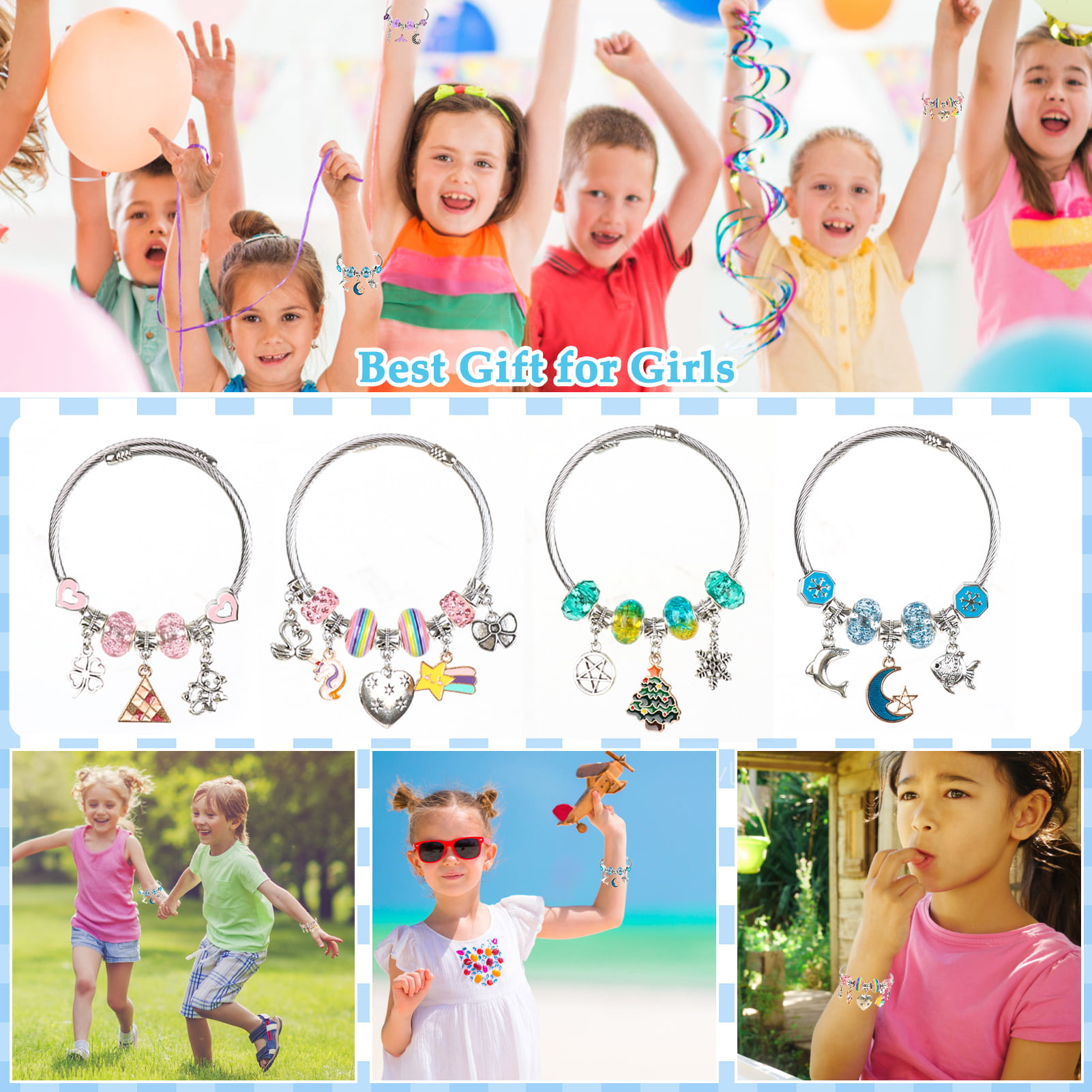 Little Titan Girls Charm Bracelet Making Kit, Gifts for Teenage Girls Kids,  Birthday Gifts for Girls