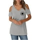 thumbnail image 3 of Algodón Fuera Del Hombro Tops para la Impresión de las Mujeres Manga Corta V-Cuello Blusa, Top de Algodón de Imitación de Moda, 3 of 5
