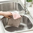 thumbnail image 4 of Easy Everyday Dishcloth -Print Two-color Double-sided Absorbent Dishcloth Thickening Wipe Tablecloth Towel Rag Powder Gray, 4 of 8