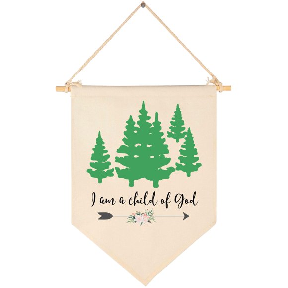 Soy Un Hijo De Dios – Árbol Del Bosque Del Bosque – Lienzo Colgante Bandera Cartel De Pared Decoración Regalo Para Bebé Niños Niña Niño Guardería Habitación Adolescente Puerta Principal