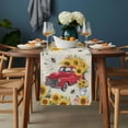 thumbnail image 2 of Yellow Sunflowers Table Runner - 60 Inch Long, Kitchen Dining Table Runner Dresser Scarves, Spring Red Car Vintage Farmhouse Farmhouse Decor for Coffee Tables Wedding Party Banquet, 2 of 8