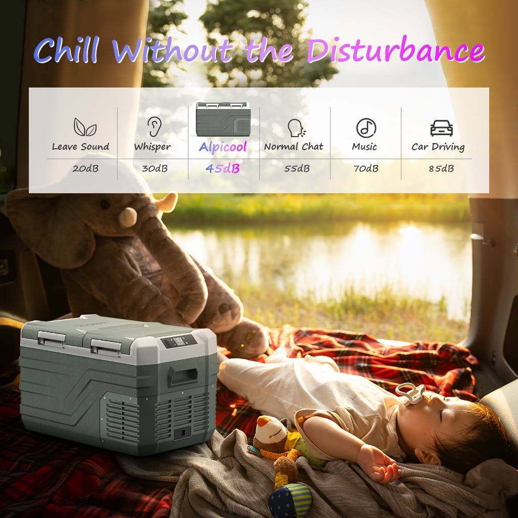 Alpicool 12V Refrigerator Car Fridge, Portable Refrigerator with Dual Zone and Independent Control, 12V / 24V DC Portable Freezer (-4℉ to 68℉) RV Compressor Fridge Electric Cooler for Camping