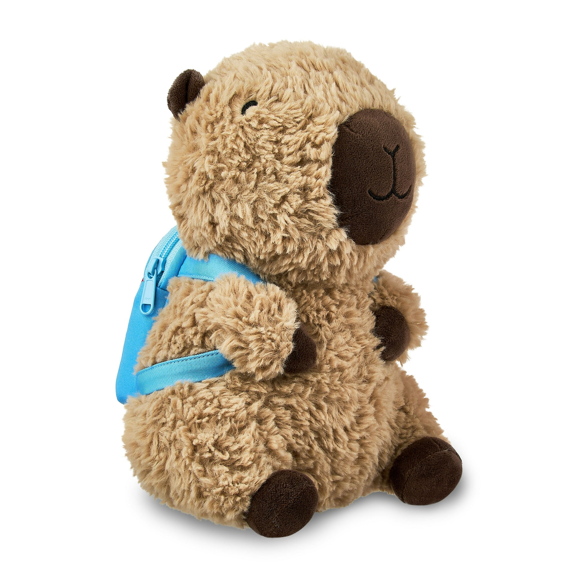 Way To Celebrate Capybara Plush Toy with Backpack, Brown, 10 in