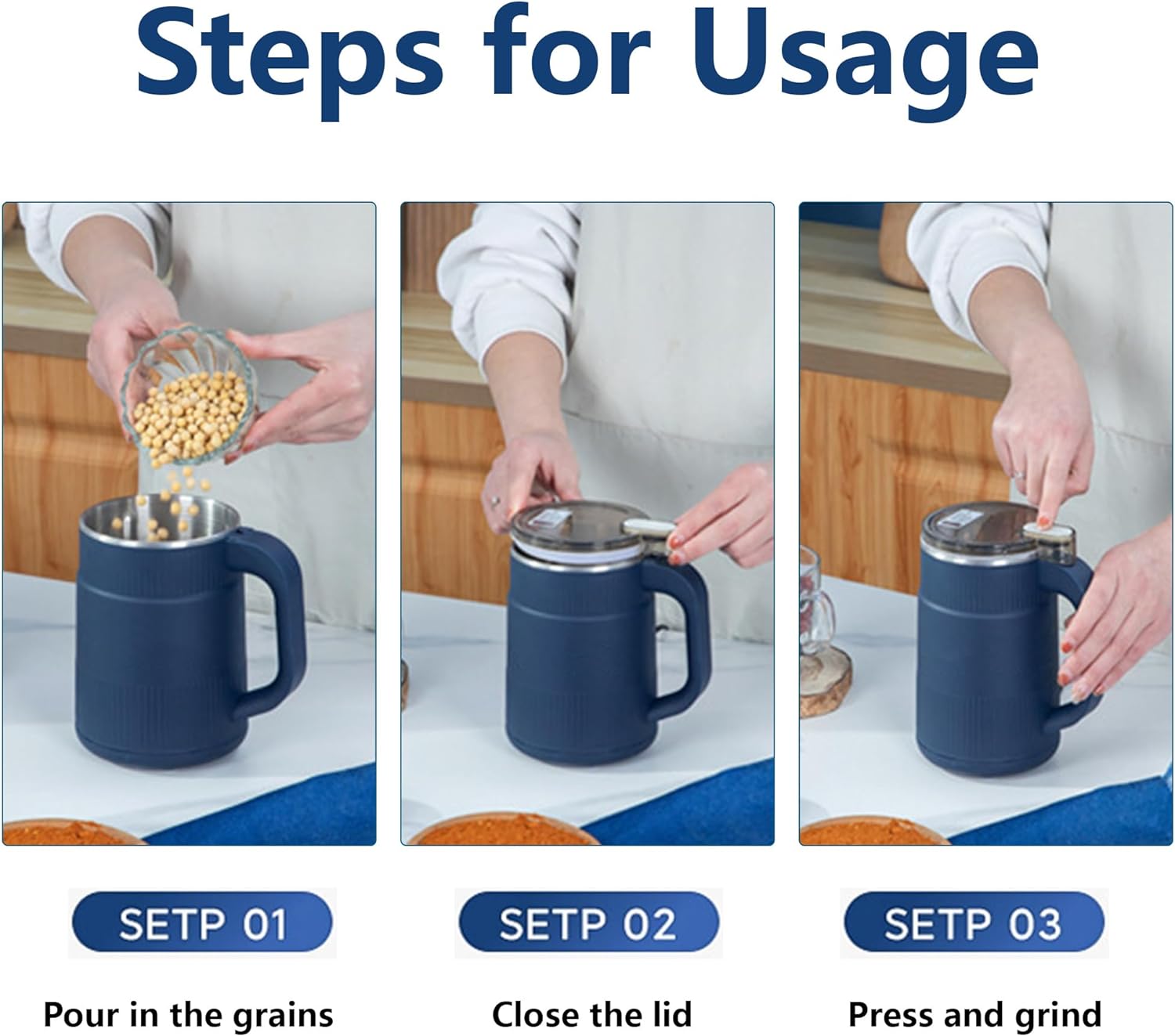 Coffee Grinder Electric for Home Use: Small Spice Grinder Electric Fine Powder,Multifunctional Coffee Bean Grinder Fine Grinding,Pet Food Grinder,110V,500ML/17oz (Blue)