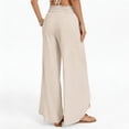 thumbnail image 5 of Karymi Womens Pants Casual Wide-Leg Solid Long Loose Breathable Palazzo Trousers Lightweight High Waisted Pants Casual String Trousers with Pockets, 5 of 7